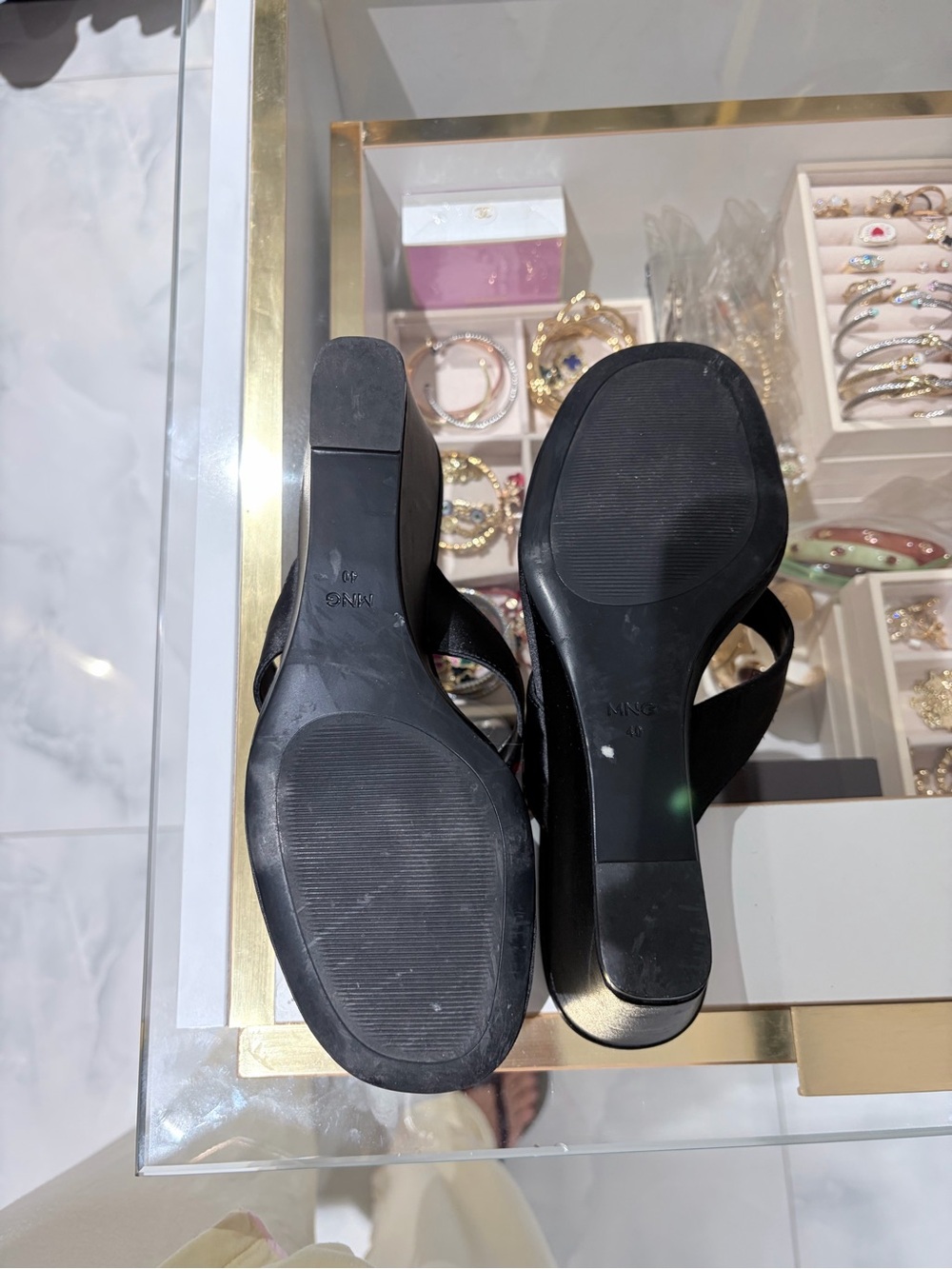 Mango Black Women's Wedge Sandals